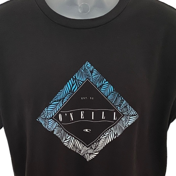 O’NEILL Tropical Black & Blue Short Sleeve Tee Shirt Men L Large Standard Fit - Picture 2 of 6